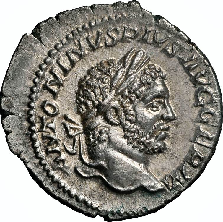 NGC Ch AU – Caracalla, AD 198-217, AR Denarius