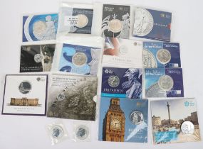 Various Silver coins including 9xBritannia coins, A Trafalgar, Big Ben and Buckingham Palace £100 .9