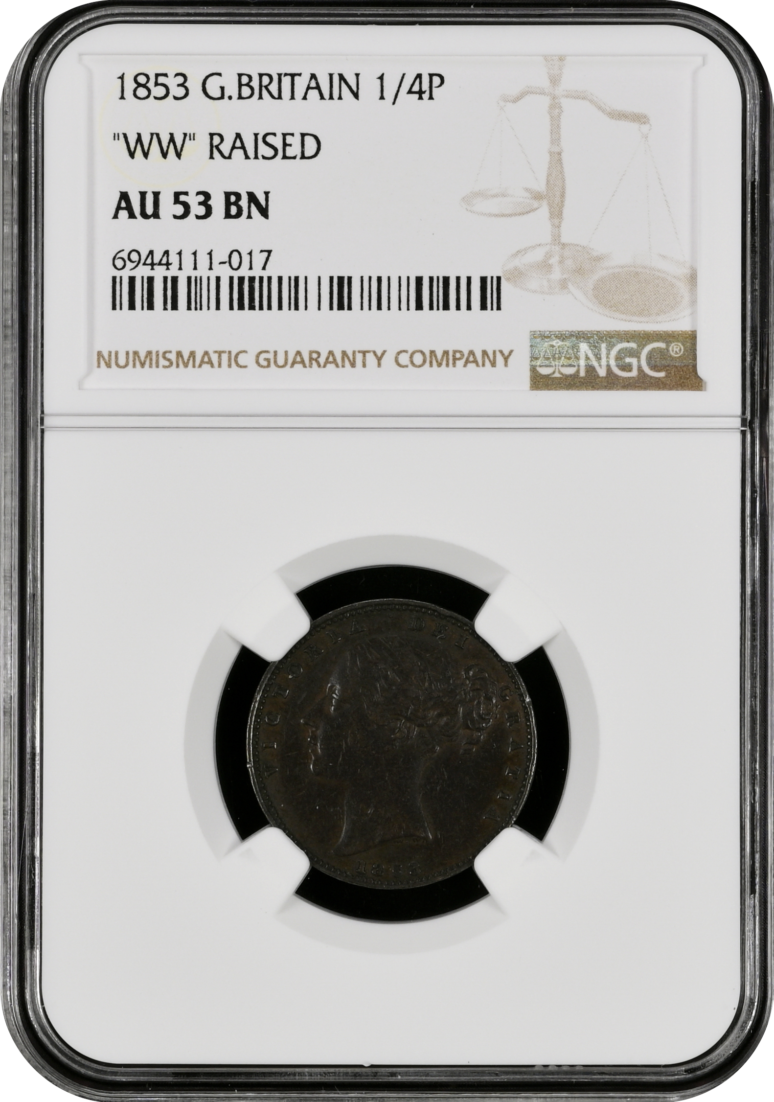 NGC AU 53 & AU Deails – Victoria (1837-1901), Penny, Halfpenny & Farhting, 1853 - Image 12 of 12