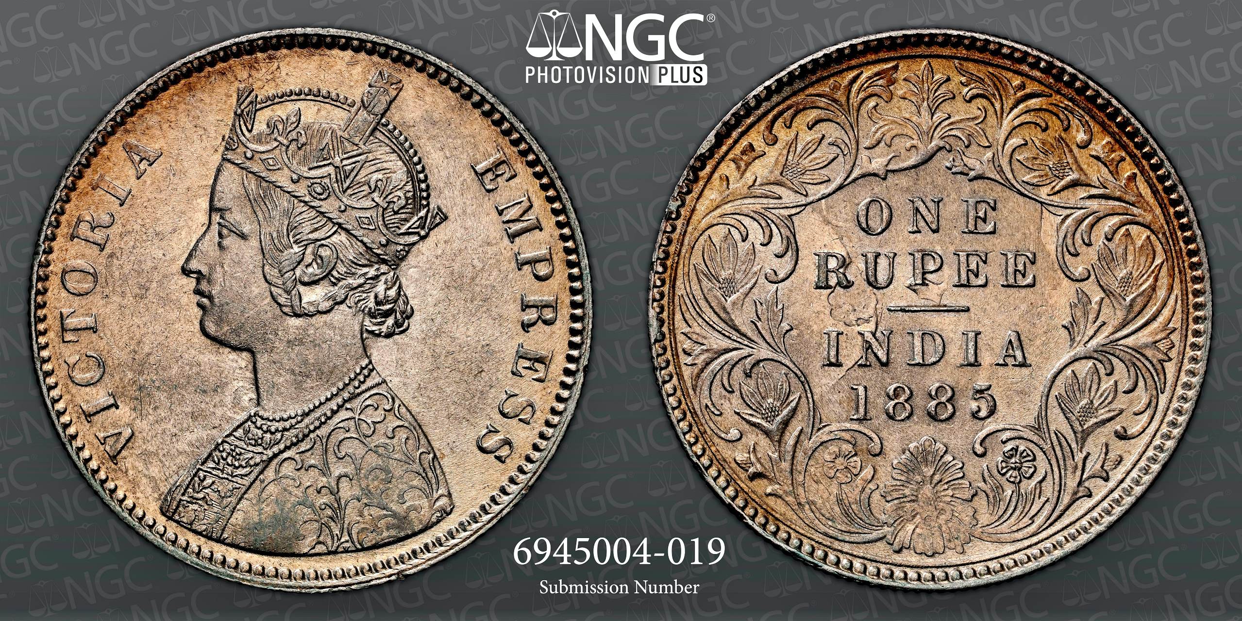 NGC MS 62 – British India – Victoria (1837-1901), One Rupee, 1885, Calcutta - Image 3 of 3