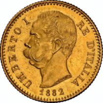 NGC MS 64 – Italy – Umberto I, 20 Lira, 1882