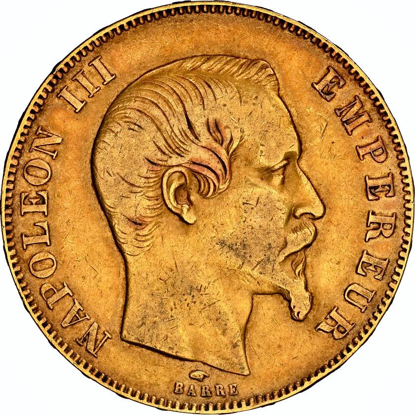 NGC VF 30 – France – Napoleon III, 50 Franc, 1857 A