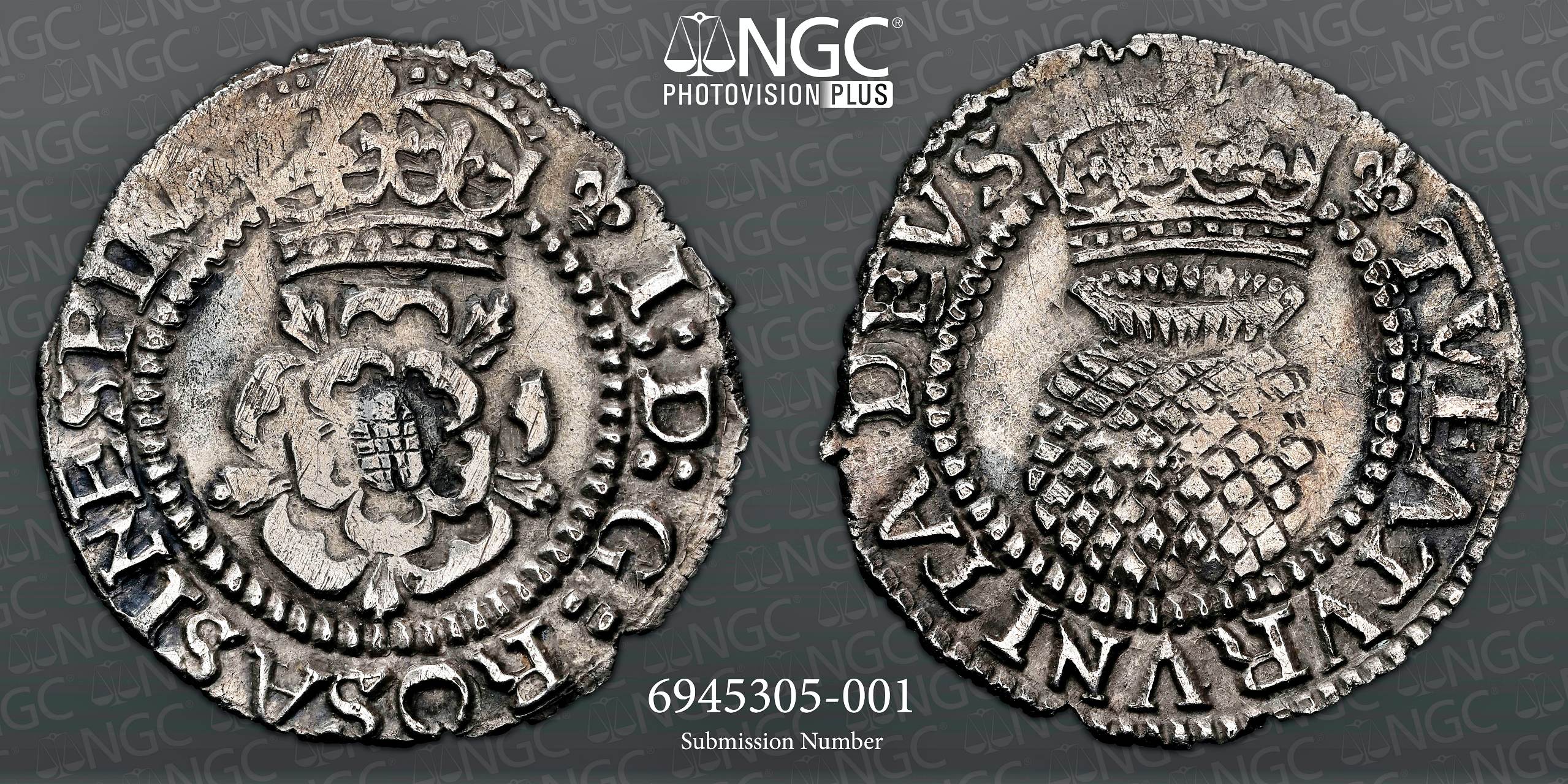 NGC XF 45 – James I (1603-1625), second coinage, Halfgroat - Image 3 of 3