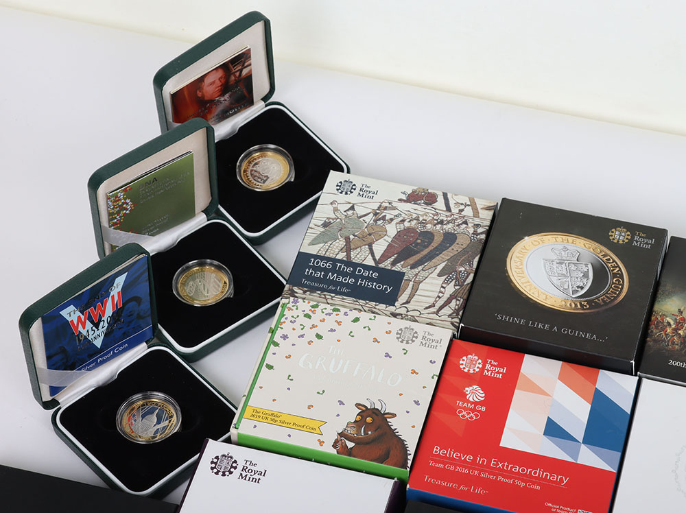 A large amount of cased silver proof Royal Mint coins, including £5, £2, commemorative issues, some - Image 2 of 3