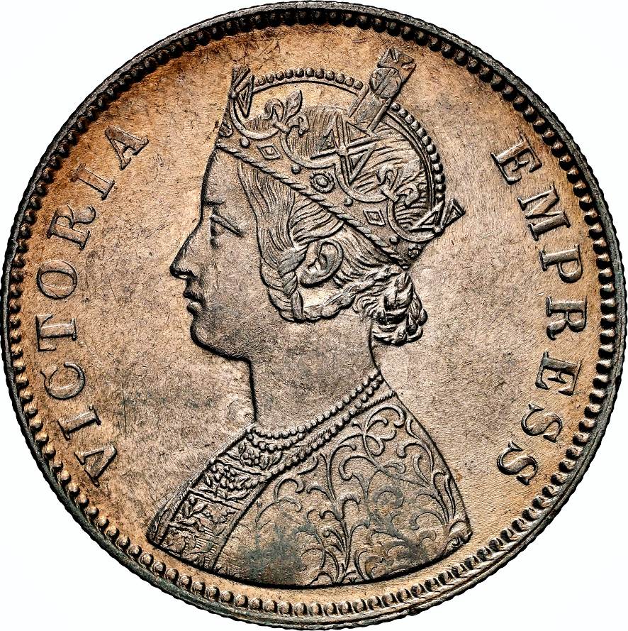 NGC MS 62 – British India – Victoria (1837-1901), One Rupee, 1885, Calcutta