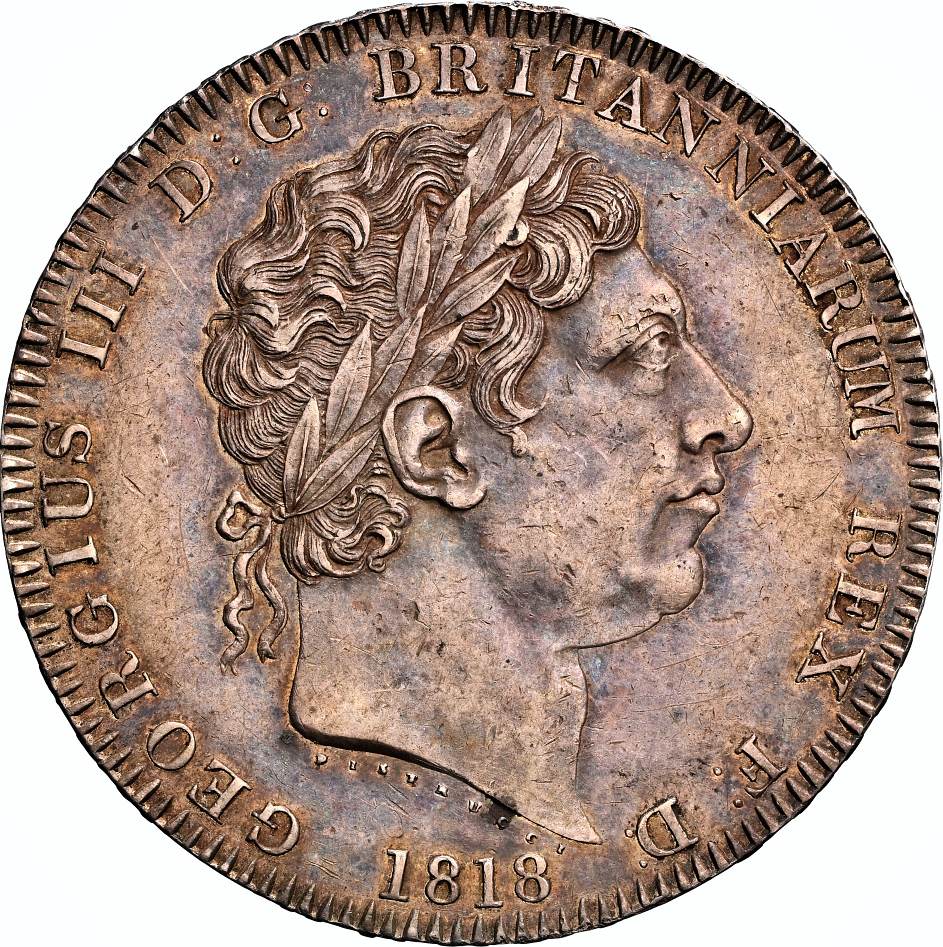 NGC AU 53 – George III (1760-1820), Crown, 1818, LVIII