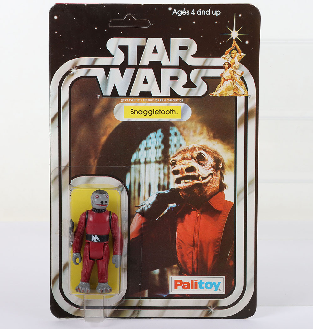 Vintage Star Wars Snaggletooth red jumpsuit on Palitoy 20 back card