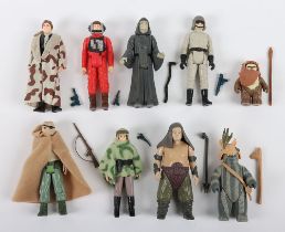 Nine Loose Second Wave Vintage Star Wars ROTJ Figures