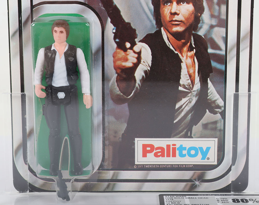 Vintage Star Wars UKG Graded 80 Han Solo (Small head) on 1978 Star Wars Palitoy 12 back B card - Image 2 of 9