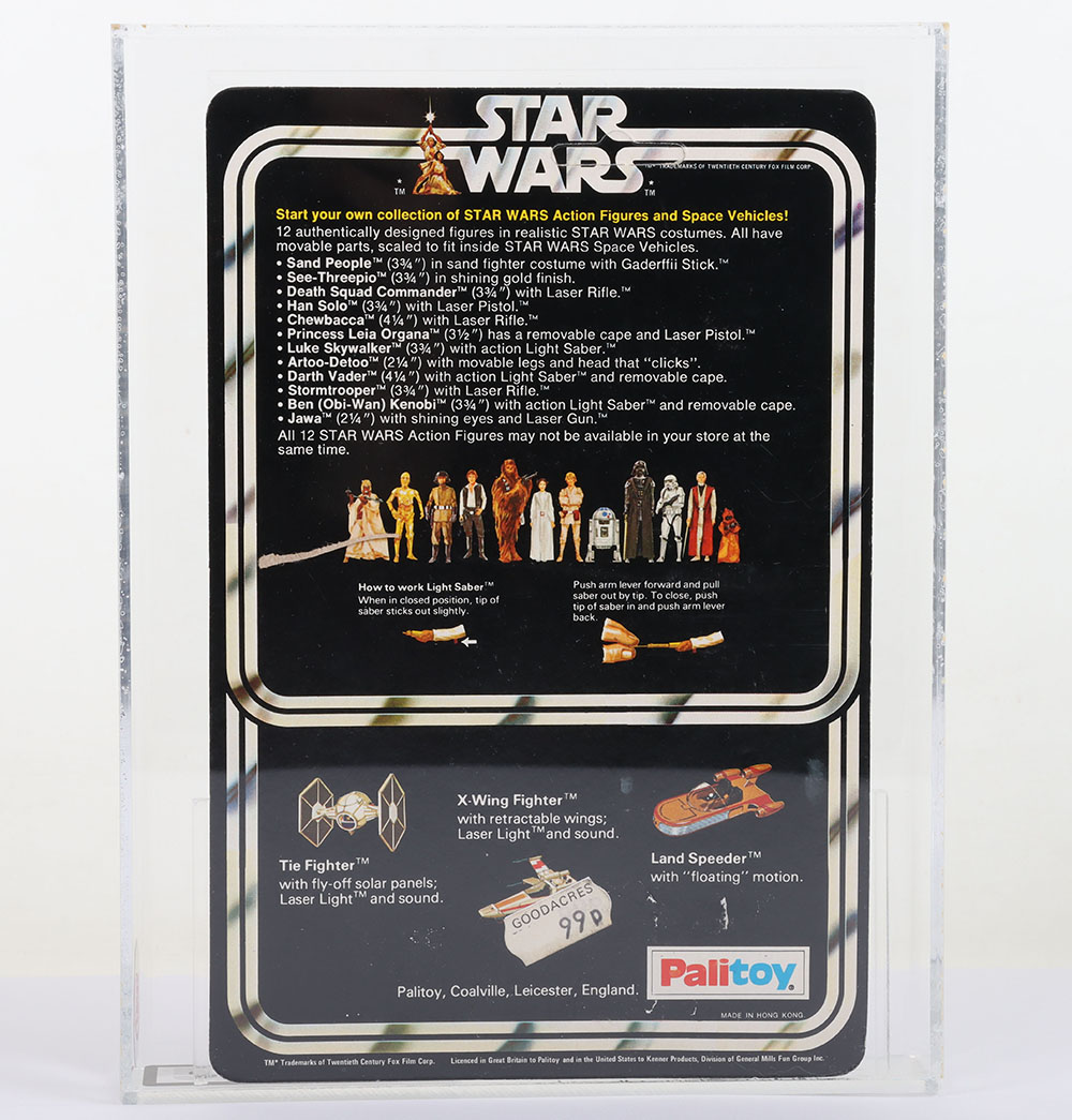 Vintage Star Wars UKG Graded 80 Han Solo (Small head) on 1978 Star Wars Palitoy 12 back B card - Image 9 of 9