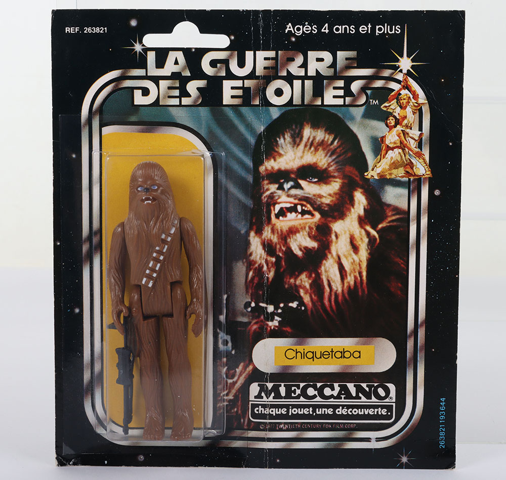 Vintage Star Wars Chewbacca (Chiquetaba) upon very rare Meccano French card