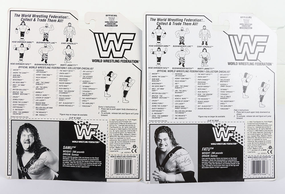 Fatu & Samu of the headshrinker series 10, WWF Wrestling figures by Hasbro - Image 2 of 6