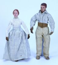 Extremely rare Kathe Kruse young Lady and Gentleman Dolls House Dolls, German 1920s,