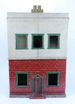 An early 20th century painted wooden box back Dolls House,