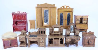 Collection of wooden Dolls House furniture, German 19th century,