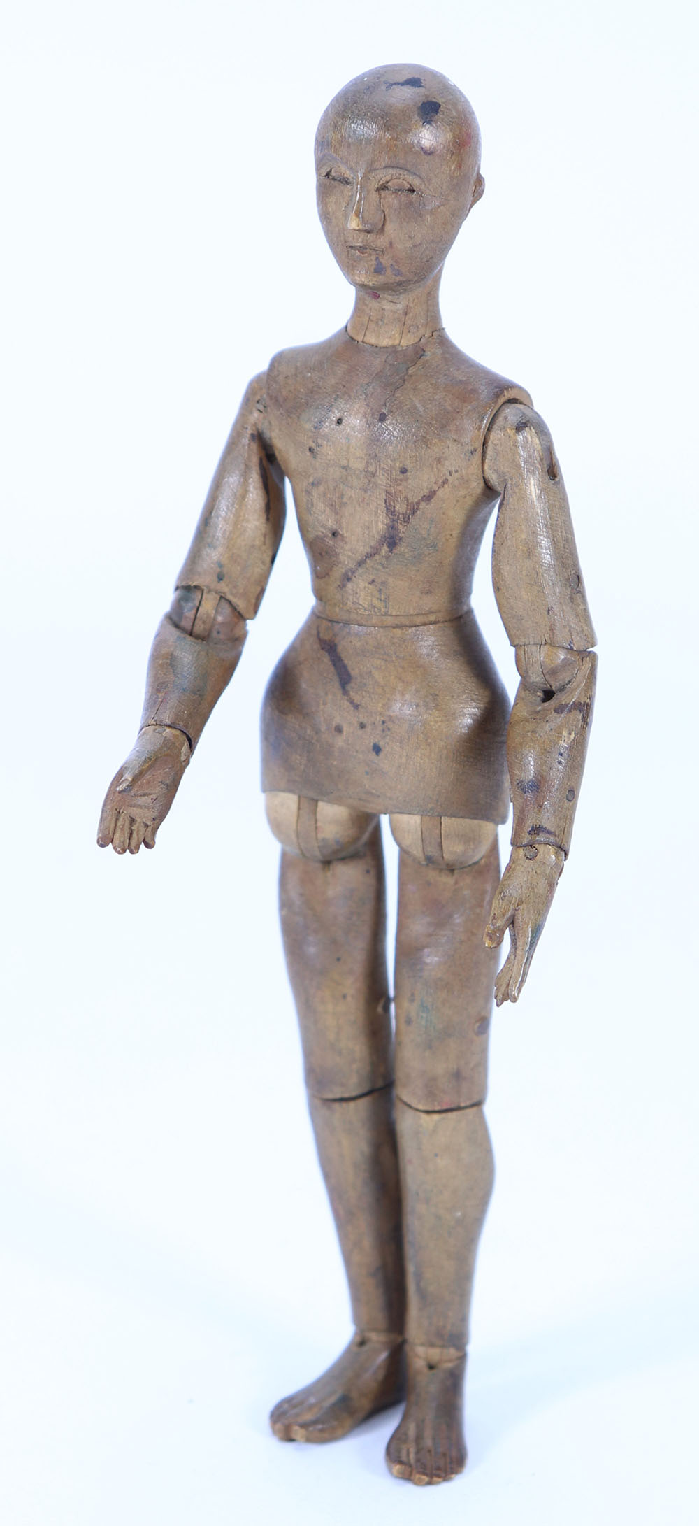 A rare miniature 19th century wooden articulated artists Lay figure,