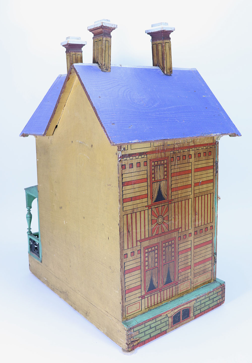 A good Moritz Gottschalk model 3582 blue roof Dolls House, German circa 1902, - Image 2 of 4