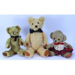 Two post-war mohair Teddy bears and a Cheeky bear,
