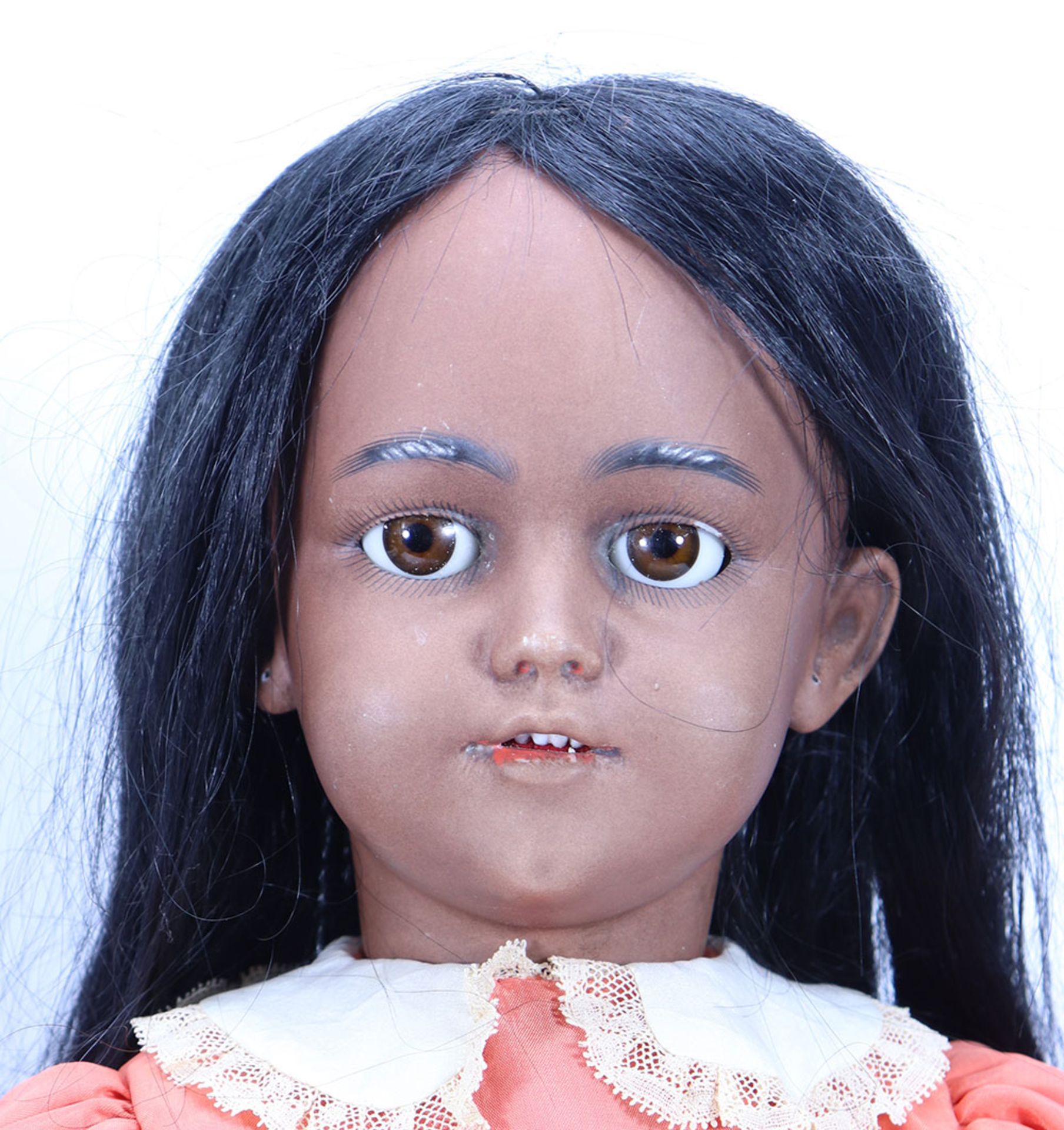 A rare Simon & Halbig 1249 ‘Santa’ black bisque head doll, German circa 1910, - Bild 3 aus 3