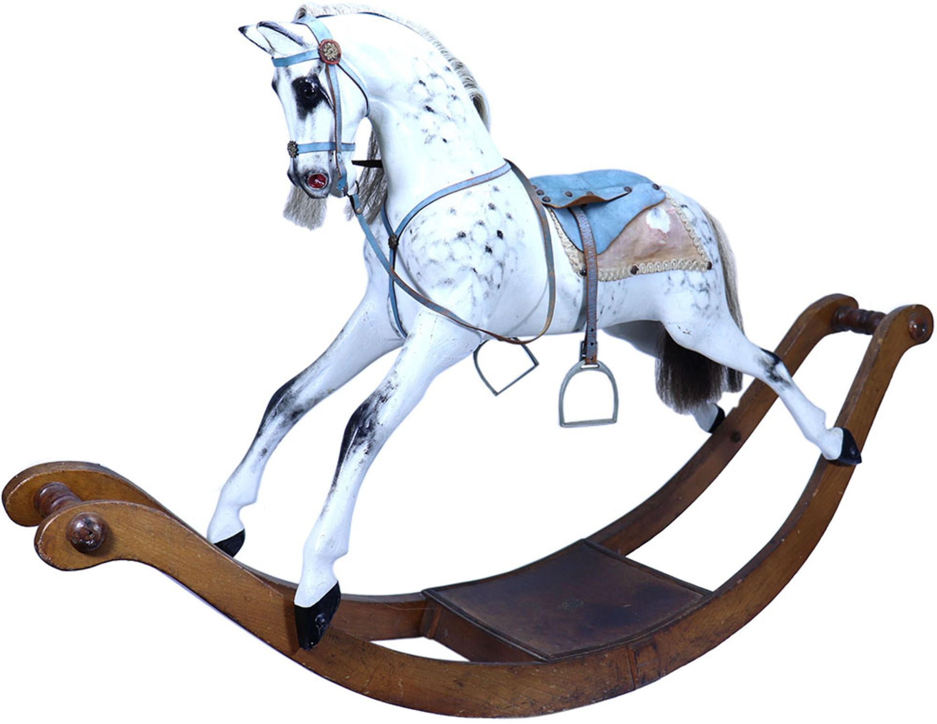 A G & J Lines Dapple Grey Victorian Rocking Horse on Bow Rockers,