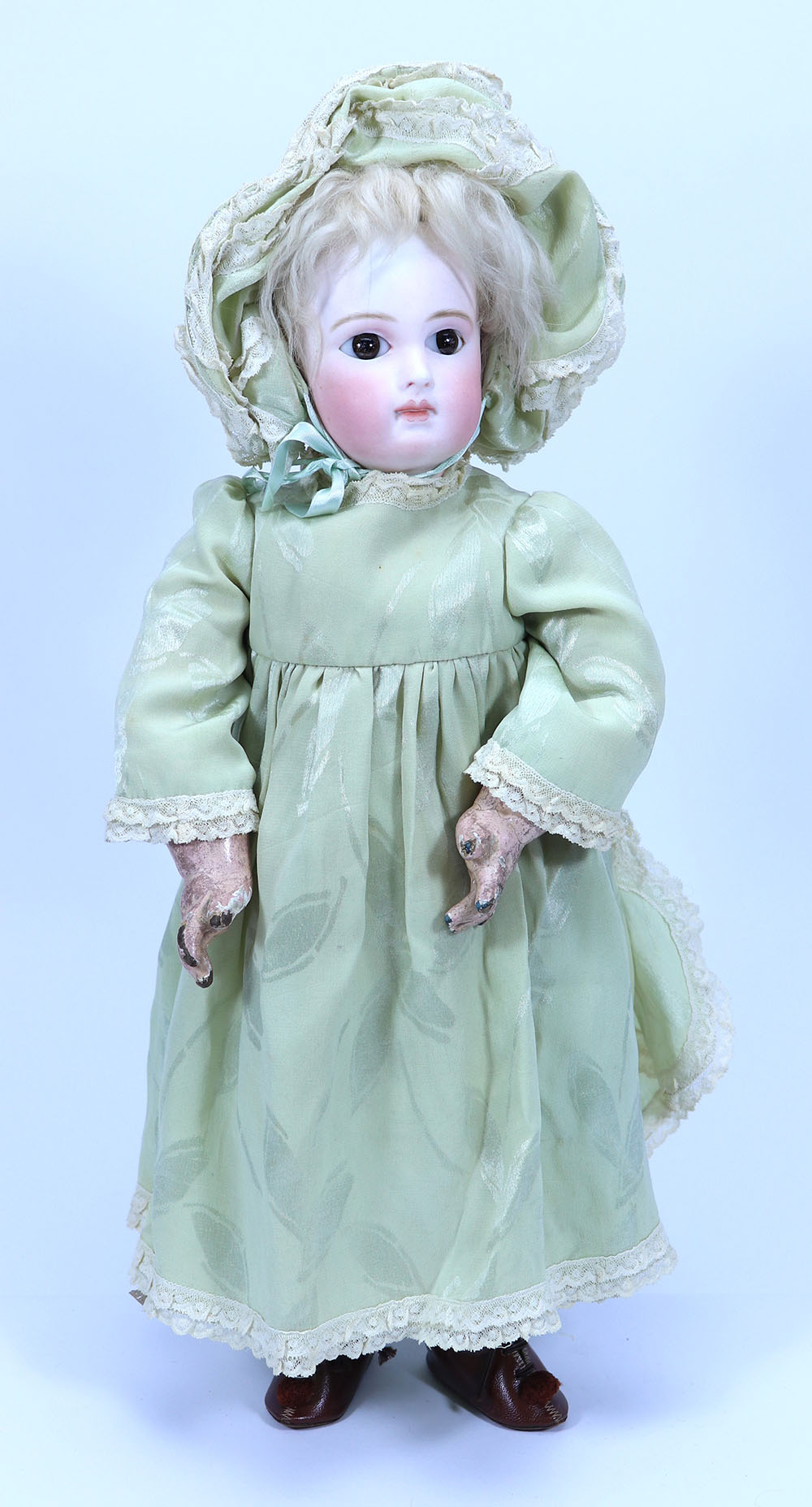 An early portrait Jumeau bisque head Bebe doll, French circa 1880,