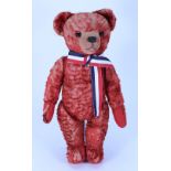 A rare red cotton plush Teddy bear, 1930s possibly Alpha Farnell,