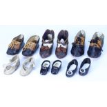 Six pairs of Doll shoes including Bebe Jumeau size 8,