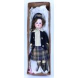 An S.F.B.J 60 bisque head doll in original Scottish clothes, French circa 1915