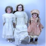 Three German bisque shoulder head dolls, circa 1910,