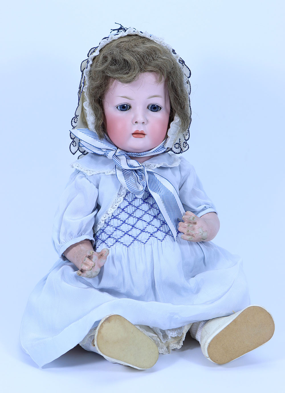 A large Hertel, Schwab & Co 157 bisque head character baby, German circa 1910,