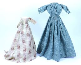 Two early dolls dresses, 1820s-30s,