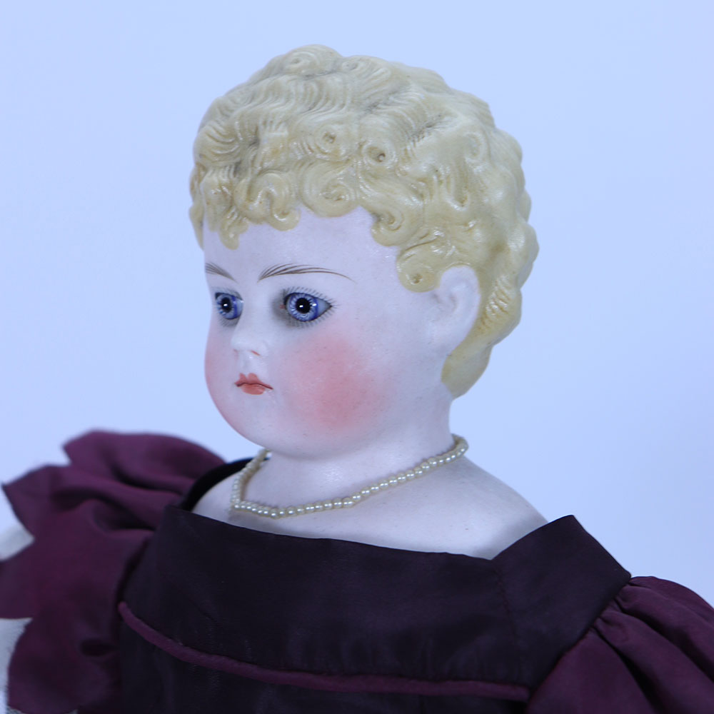 Early Parian-type bisque shoulder head doll, German circa 1860, - Image 2 of 3