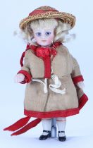 A miniature all original all-bisque doll, German circa 1910,