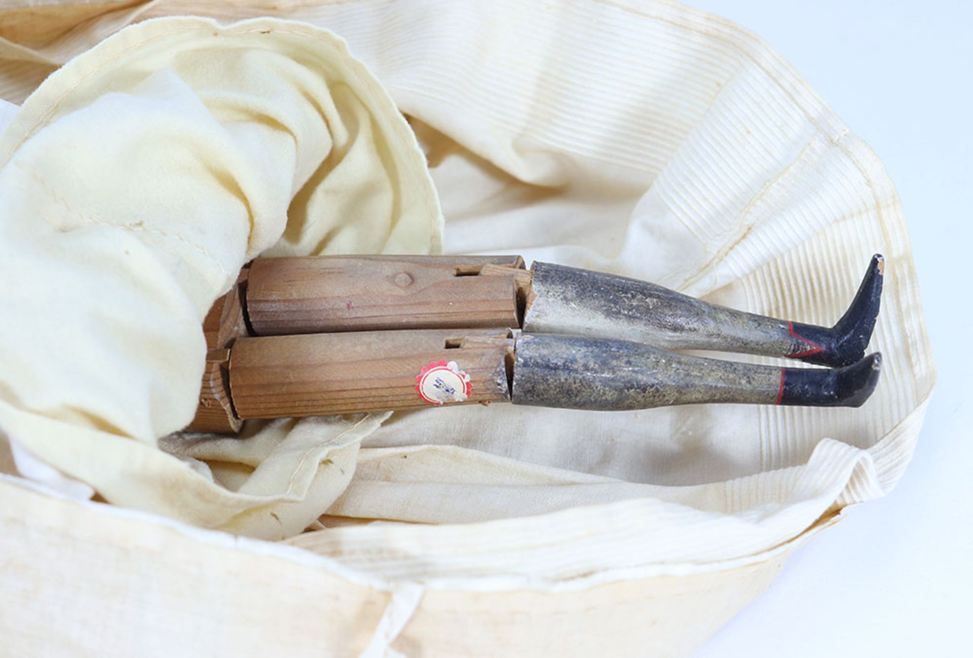 A rare all original wax over composition lady doll on jointed wooden body, German circa 1830, - Image 4 of 5