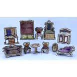 Card shell decorated Dolls House furniture, circa 1900,