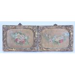 A pair of miniature 19th century embroidery pictures,