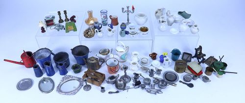Collection of Dolls House and miniature ceramics and soft metal,