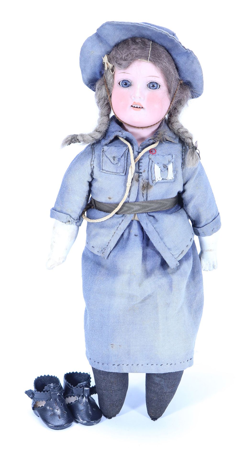 An A.M 370 bisque shoulder head ‘Girl Guide’ doll, German circa 1915,