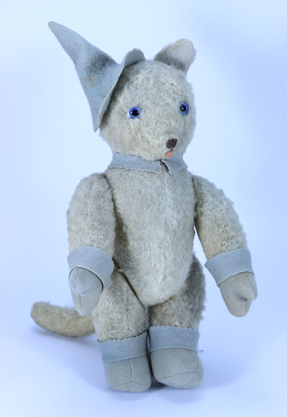 White mohair Puss in Boots soft toy, 1930s,