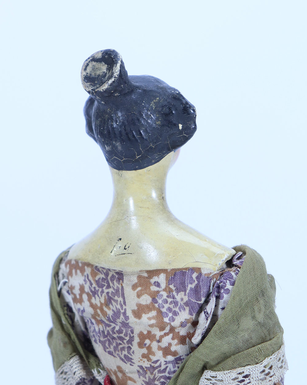 A papier-mache shoulder head doll, German 1840s, - Image 3 of 3