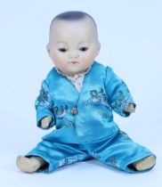 A small A.M ‘Ellar’ Asian bisque head Baby doll, German circa 1910,
