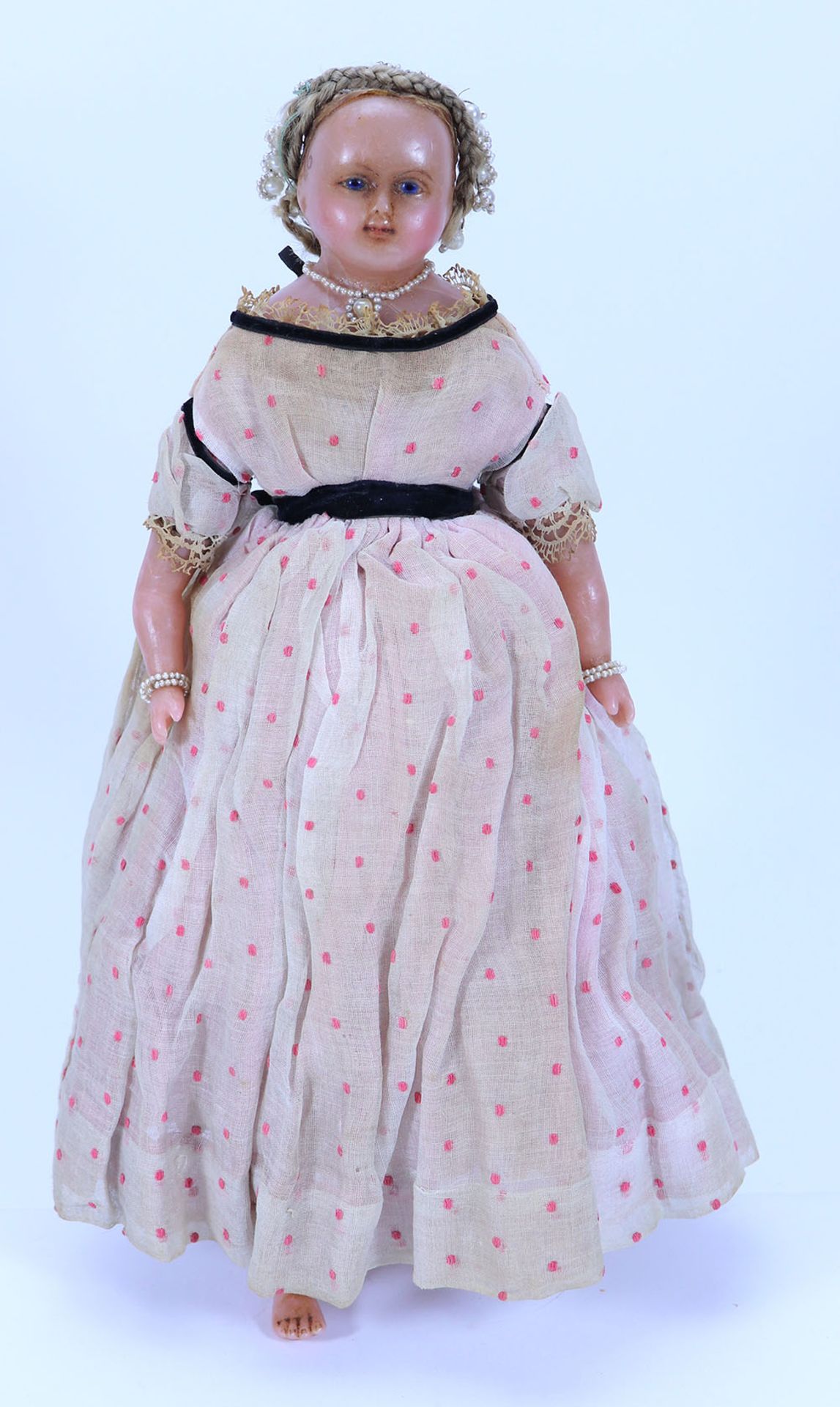 A poured wax shoulder head doll, English 1860s, - Image 2 of 2