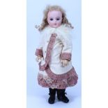 A reproduction Janice Cuthbert Bru Jne R, size 7 bisque head Bebe doll,