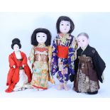 Four traditional Japanese papier-mache festival dolls,