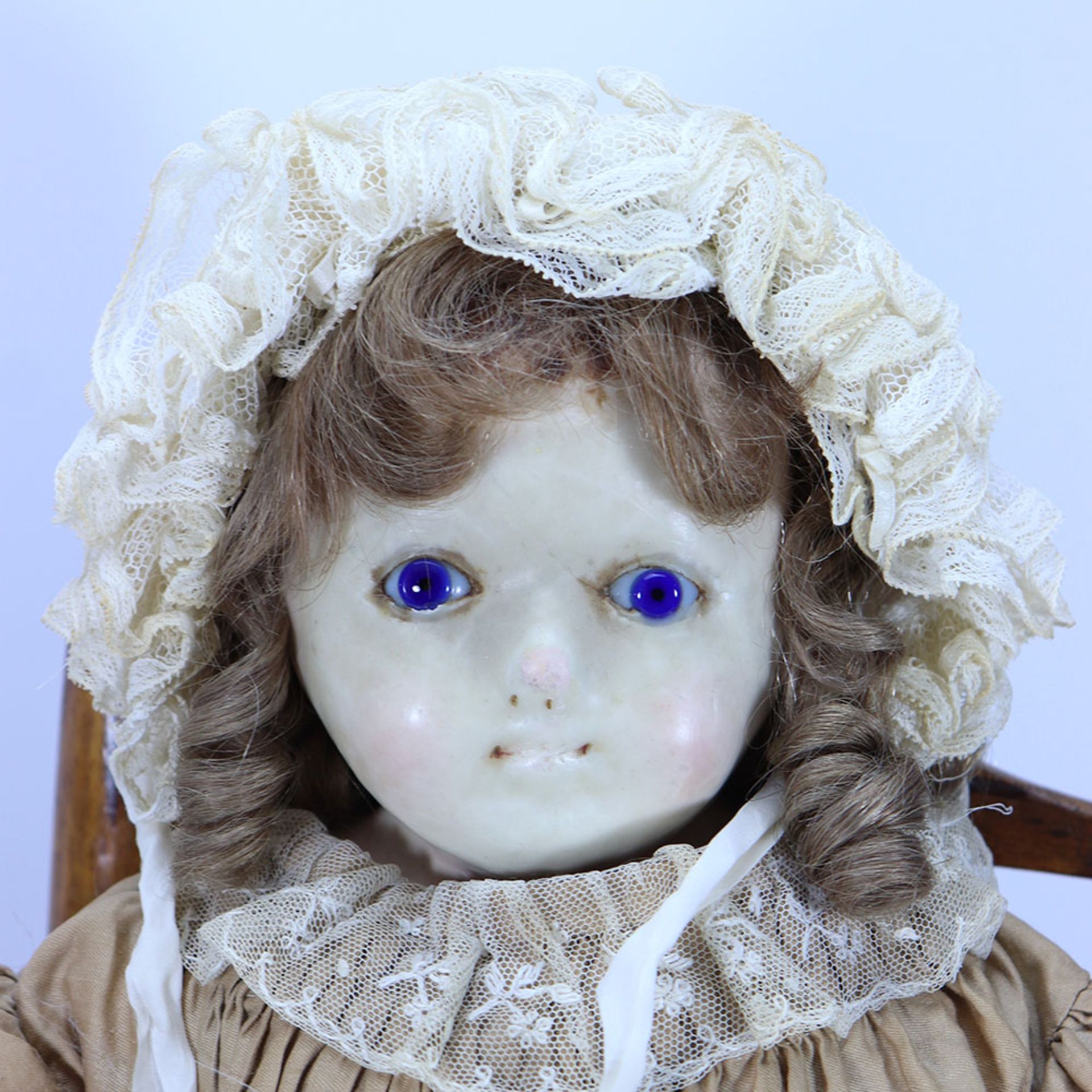 A wax over composition shoulder head doll, English circa 1860, - Image 2 of 2