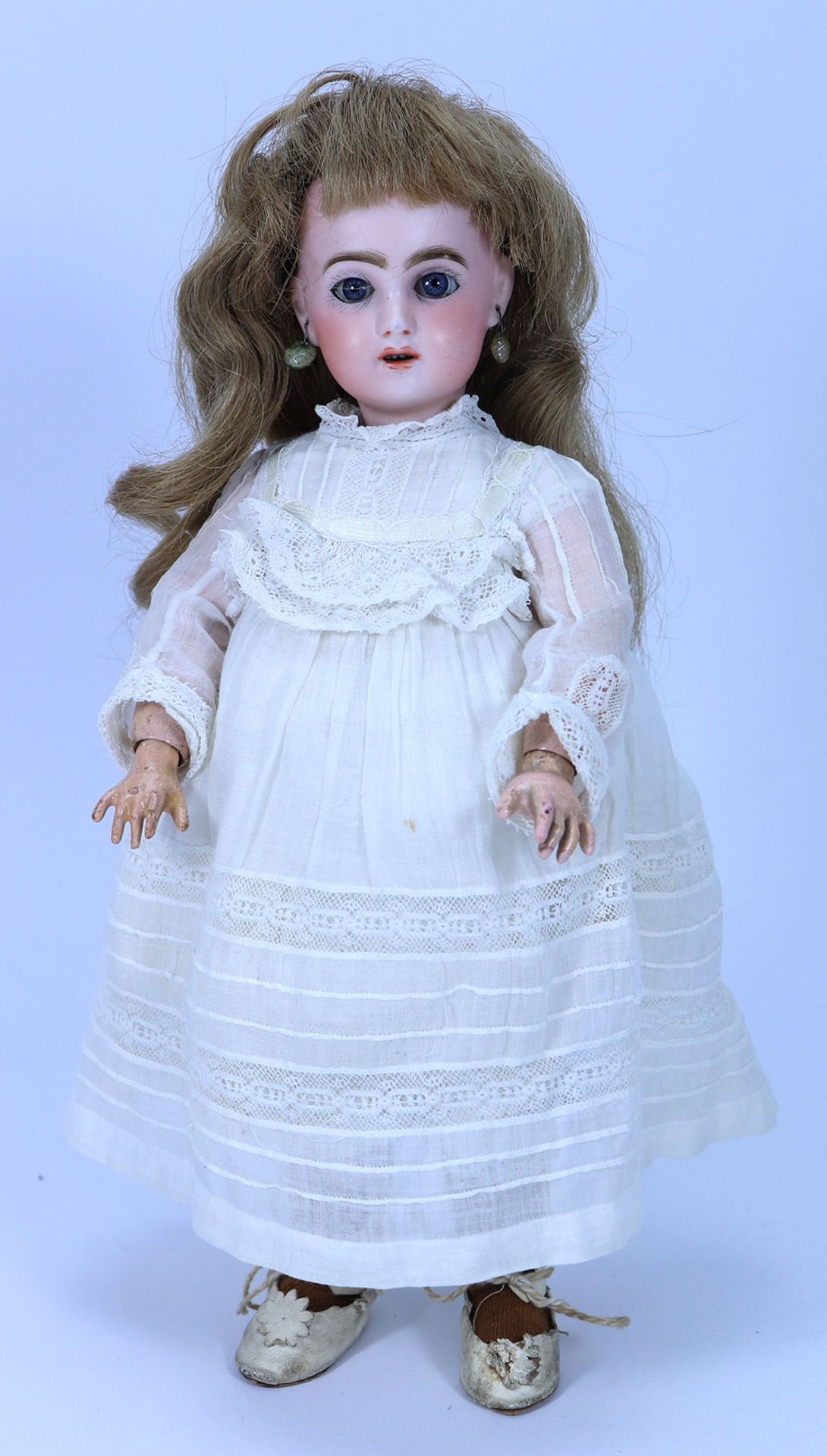 A size 1 Tete Jumeau bisque head Bebe doll, French circa 1890,