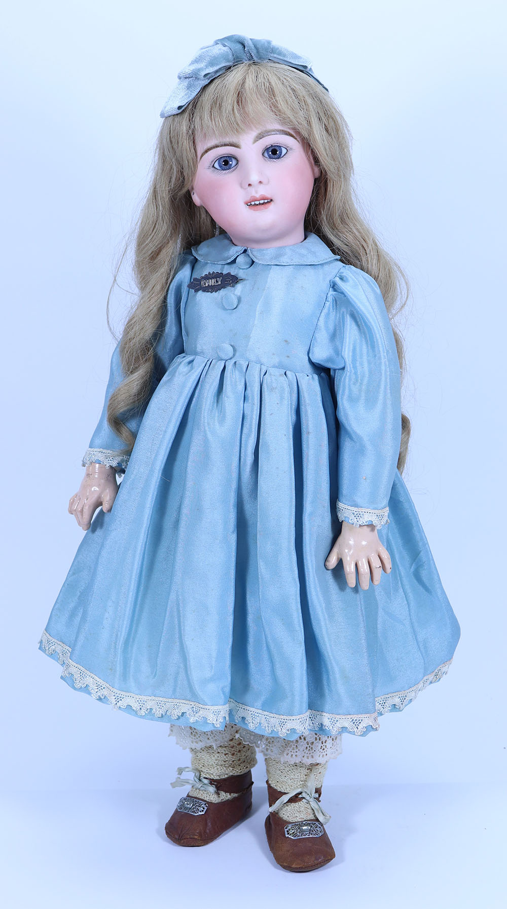 A Bebe Louvre bisque head doll, size 9, French circa 1880,