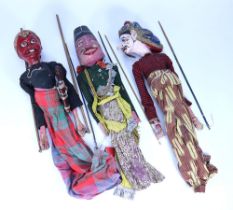 Six Indonesian Wayang Golek rod-puppets,