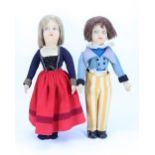 A pair of cloth dolls, Italian 1930s,