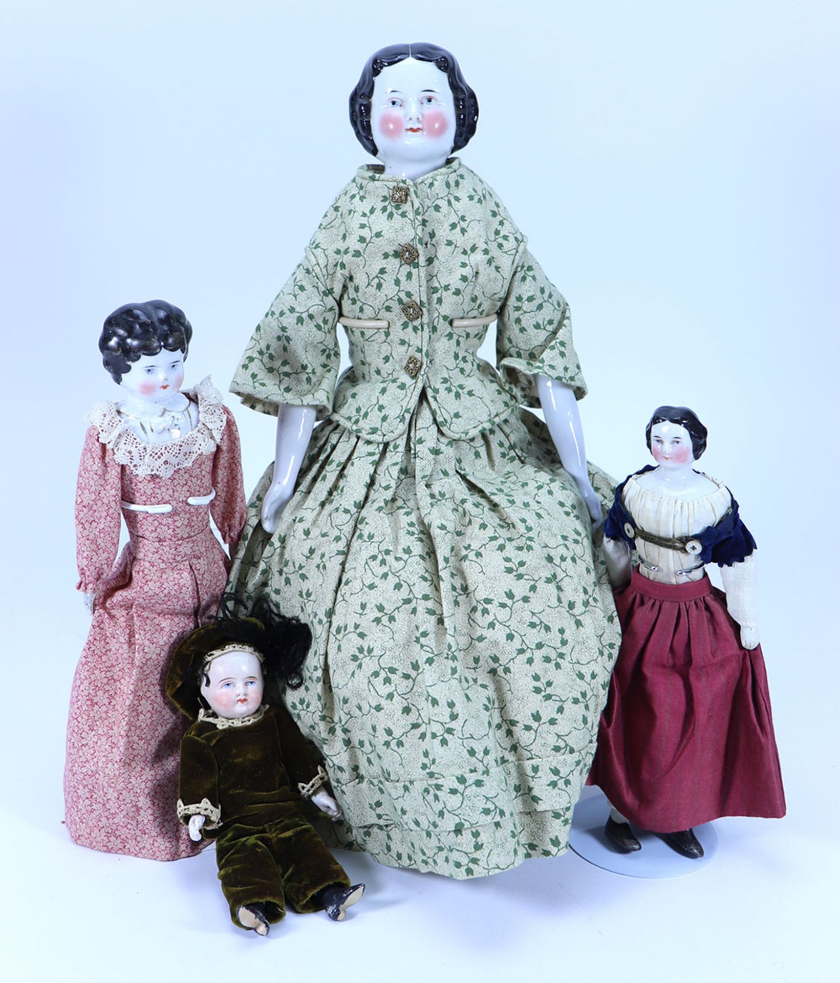 A glazed china shoulder head doll, German 1860s,
